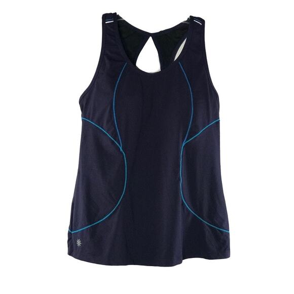Athleta Energy Keyhole Racerback Zip Pocket Tank Purple Blue Medium - Picture 1 of 8